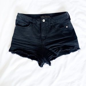 Wild Fable Black High Waist Denim Frayed Shorts